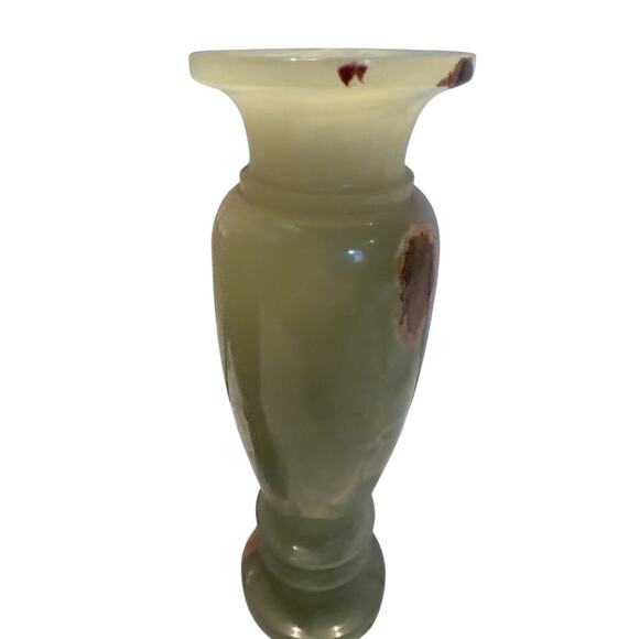 Vintage Carved Marbled Onyx Stone 11” Tall Vases - Egyptian - HEAVY - Picture 4 of 10